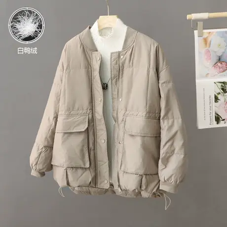 高端轻便韩版羽绒服女圆领时尚白鸭绒冬季休闲外套2024年新款保暖图片