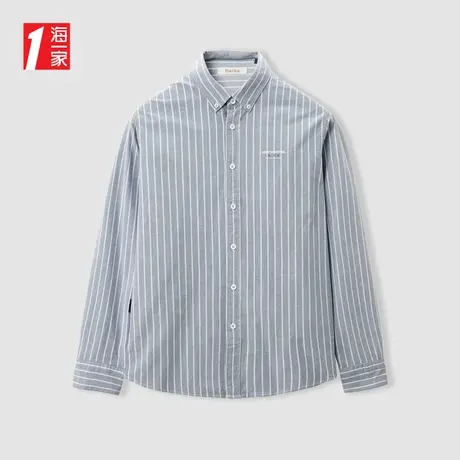 海一家宽松休闲长衬2023秋季新款字母印花青春活力长袖衬衫男商品大图