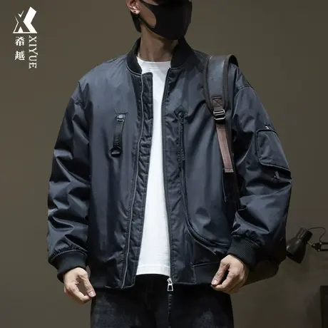 新国标90白鸭绒棒球服羽绒服男冬季潮牌宽松大码男士防水夹克外套商品大图