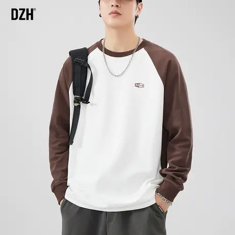 男士美式t恤男长袖上衣春秋款美式潮牌圆领卫衣男款2023新款内搭商品大图