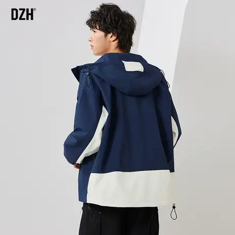 男士防风连帽外套男春秋户外冲锋衣2023新款拼接上衣防风衣登山服商品大图