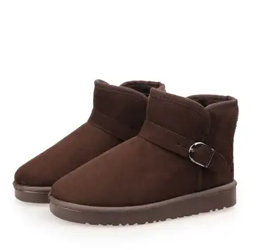 网红雪地靴女2023年新款短筒防水加绒百搭格子搭扣毛毛鞋冬外穿潮图片