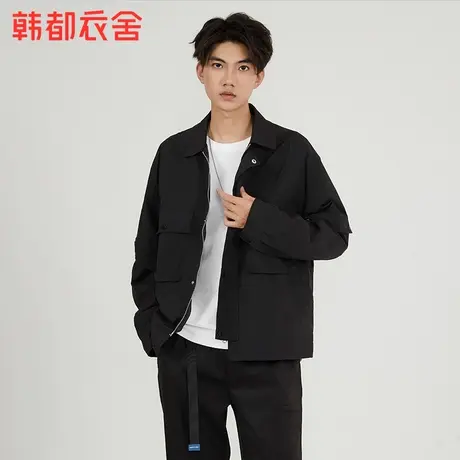 韩都衣舍休闲活力夹克2023秋季新款男装口袋翻领设计外套NZZ0806商品大图