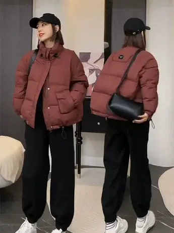 短款羽绒服女新款2023冬季小个子显瘦加厚面包服立领白鸭绒外套潮商品大图