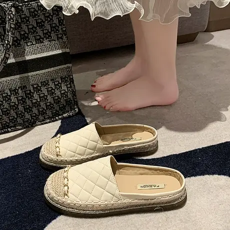 平底包头半拖鞋仙女鞋子外穿2024年新款夏季小香风渔夫懒人乐福鞋商品大图