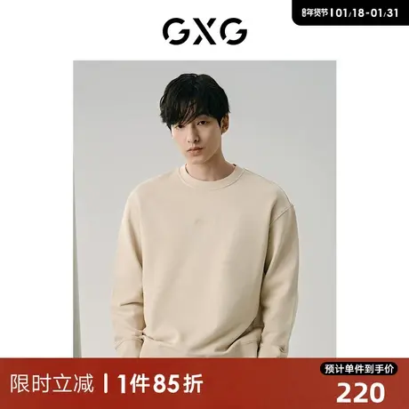 GXG男装 多色基础刺绣设计简约圆领卫衣男士上衣 24年春季新品图片