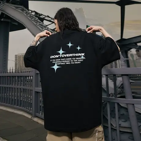 Nuthink美式高街潮牌字母短袖T恤男潮宽松大码情侣半袖上衣春季商品大图