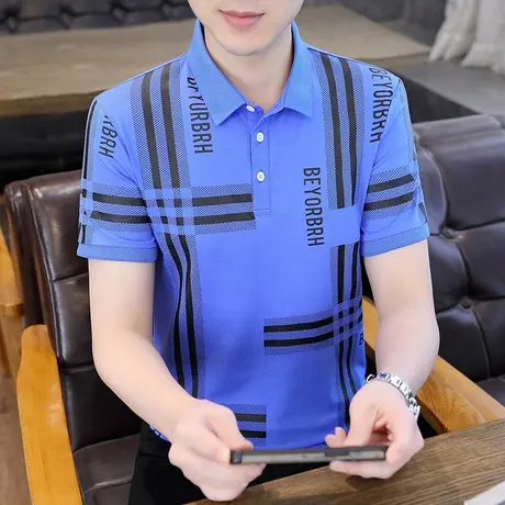 夏季翻领男士短袖T恤高端印花polo衫纯棉保罗半袖体恤打底衫潮流t商品大图