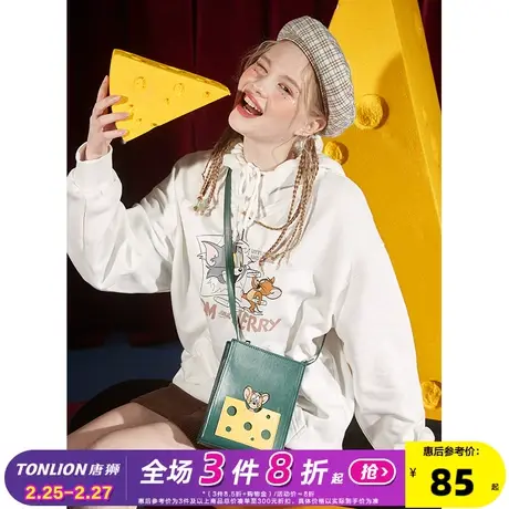 唐狮新款时尚潮流斜挎包女时尚猫和老鼠联名ins百搭网红潮流皮包商品大图