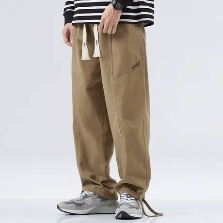 hansca秋季新款日系休闲裤男阔腿宽松青少年潮流百搭复古直筒长裤商品大图