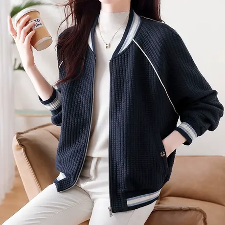 【3月4春新品8折】宽松休闲立领棒球服百搭时尚简约插肩外套女图片