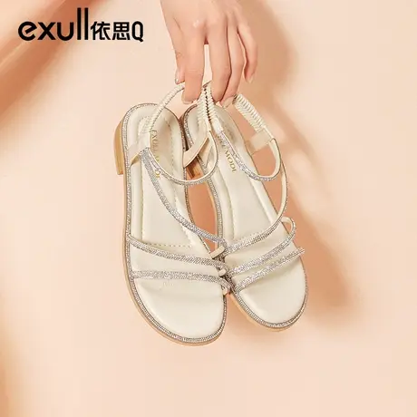 依思q爆款细带时装凉鞋女款2024年夏季新款女士外穿软底水钻时尚商品大图