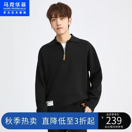 马克华菲纯色品牌贴标POLO款针织毛衣男2023春新款简约休闲套头图片