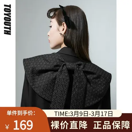 TOYOUTH初语春季新款设计感小众蝴蝶结披肩黑色小西装外套女商品大图