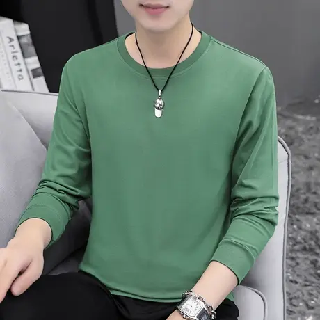 2023新款纯棉长袖t恤男圆领秋季卫衣宽松潮流全棉内搭打底衫男生商品大图
