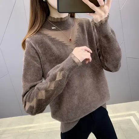 女士毛衣2023新款爆款天鹅绒打底衫女秋冬百搭洋气时尚外穿秋冬季图片