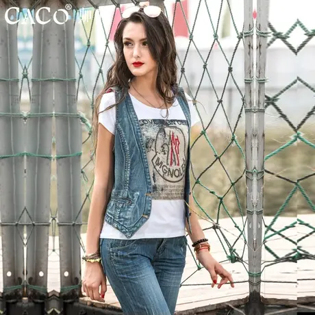 牛仔马甲女短款2023夏新品韩国V领背心马夹小坎肩复古潮外套8008#图片