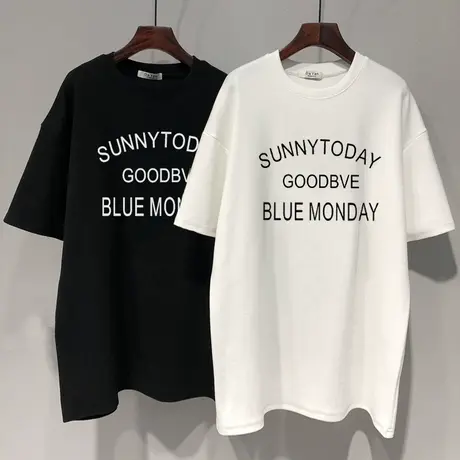 纯棉白色短袖t恤女宽松阔版夏装2022年新款韩版半袖体恤t桖女上衣商品大图