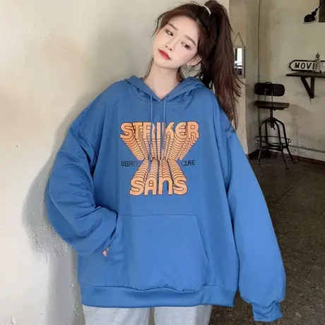 oversize港风chic卫衣女春秋宽松韩版潮ins上衣bf慵懒风薄款外套商品大图