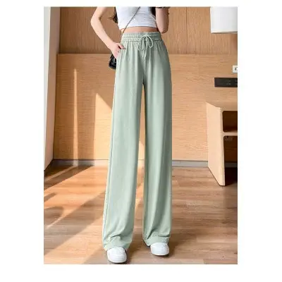 铜氨丝阔腿裤女2023新款垂感夏季薄款防晒直筒冰丝拖地运动休闲裤商品大图