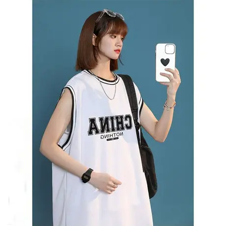 篮球服运动套装女夏季2023新款无袖t恤背心休闲短裤两件套学院风图片