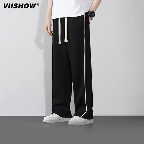 VIISHOW冰丝拖地直筒休闲裤男生夏季百搭薄款弹力宽松阔腿卫裤男图片
