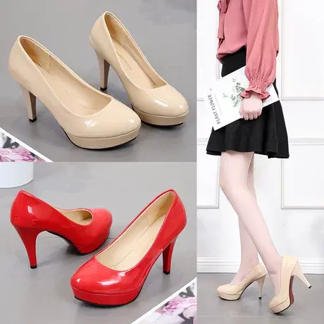 细跟高跟鞋女2023新款韩版单鞋软底久站不累脚黑色职业尖头工作鞋图片