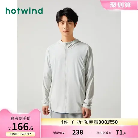 热风2023年夏季新款男士户外运动防晒服连帽透气舒适防晒外套男商品大图