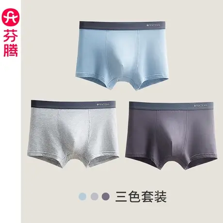 芬腾男士内裤男夏季平角裤纯棉抗菌短裤头底裤男生全棉大码四角裤图片
