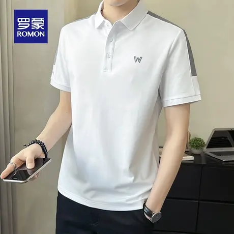 罗蒙男士冰丝短袖Polo衫夏季薄款商务休闲帅气男装上衣带翻领T恤图片