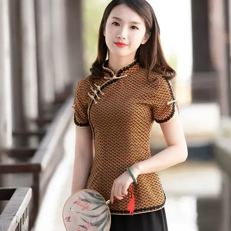 筠雅唐装女中国风修身旗袍上衣修身显瘦女人味古装茶服民国风女装商品大图