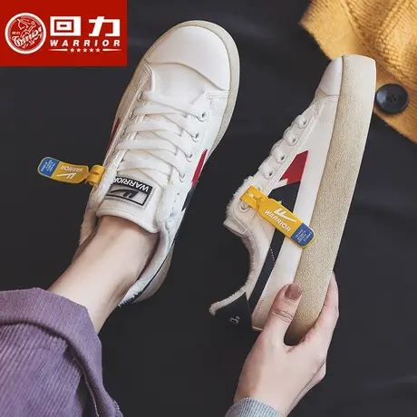 回力加绒帆布鞋女2022秋季新款学生百搭小白鞋低帮运动休闲板鞋子商品大图