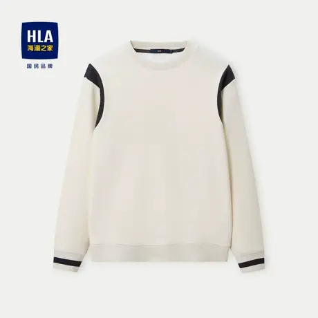 【加绒加厚】HLA/海澜之家保暖针织衫2023秋冬新款圆领透气毛衣男商品大图