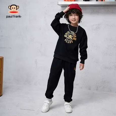 大嘴猴童装男童套装2023秋季新品女童中大童圆领套头卫衣两件套商品大图