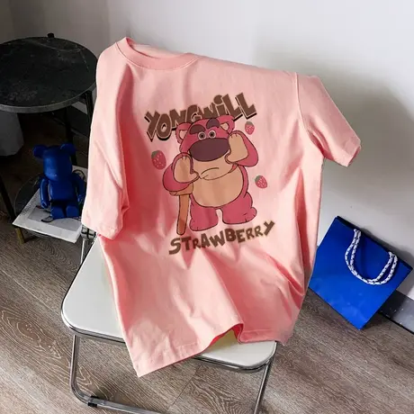 大码t恤女纯棉oversize宽松韩版chic甜美风短袖上衣夏季ins情侣装商品大图