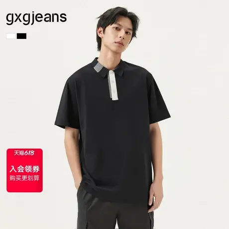 gxg.jeans男装  撞色设计休闲时尚宽松翻领短袖polo衫 25年夏新品图片