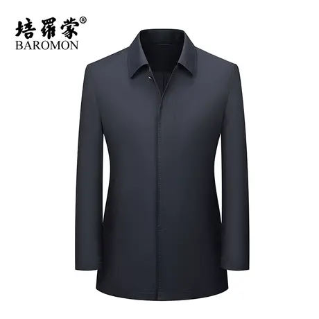 BAROMON/培罗蒙2023秋冬款中年男士休闲羊毛夹克衫中长风衣爸爸装图片