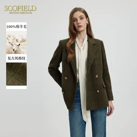 【100%羊毛】Scofield女装英伦风干练翻领西装长袖外套秋季西装图片