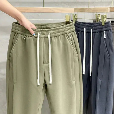 男士宽松大码西裤垂感直筒毛呢裤秋冬款长裤男裤子百搭宽松休闲裤商品大图