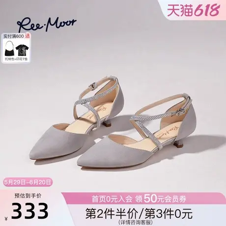 REEMOOR睿慕2025春夏新款法式尖头交叉绑带凉鞋猫跟高跟凉鞋女商品大图
