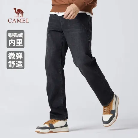 骆驼男装牛仔裤男2025新款秋冬季加绒保暖棉感弹力水洗休闲长裤子商品大图
