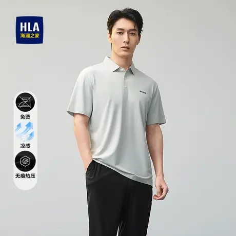 HLA/海澜之家凉感免烫POLO衫25春夏新立体印花无痕热压翻领短t男商品大图