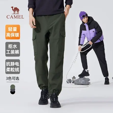 王俊凯同款骆驼工装裤男女士2025新款秋冬季加绒保暖防泼水徒步裤商品大图