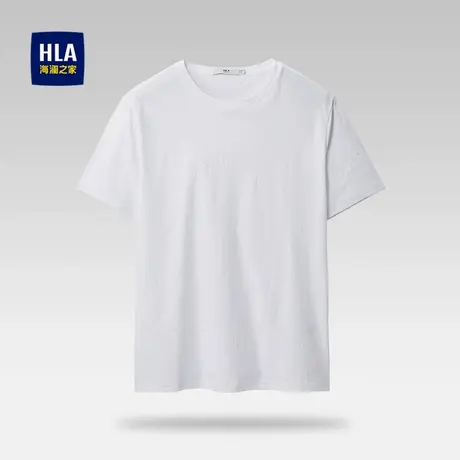 【奥莱】HLA/海澜之家凹凸压花短袖T恤圆领针织丝光工艺短袖男商品大图