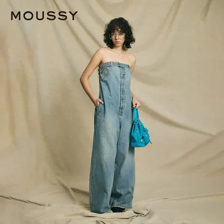 MOUSSY 夏季新品欧美风多穿扎染裹胸牛仔连体裤010HS711-0420图片