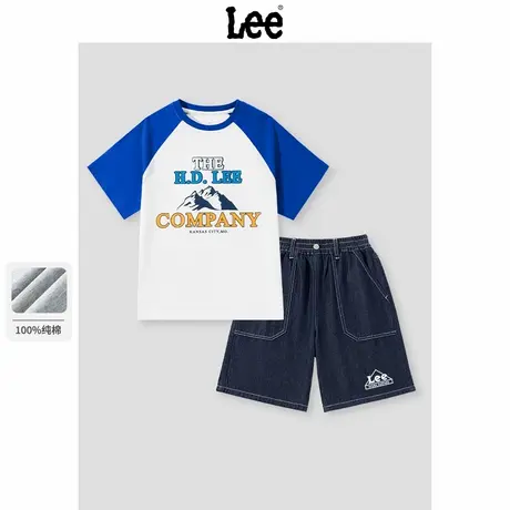 Lee童装男童套装2025新款帅气时髦儿童夏季纯棉短袖t恤男孩休闲服图片