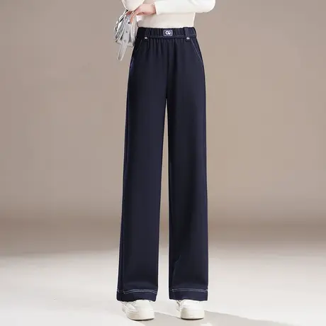 松紧腰窄版直筒裤女秋季2025新款显瘦韩版百搭长裤时尚垂感休闲裤图片