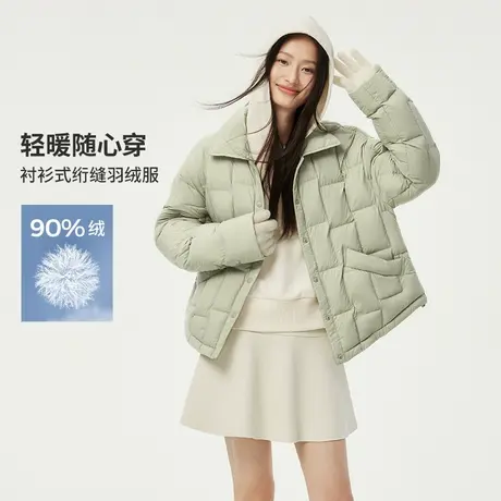 坦博尔冬季奥莱羽绒服女士轻薄短款衬衫式翻领时尚休闲保暖外套图片