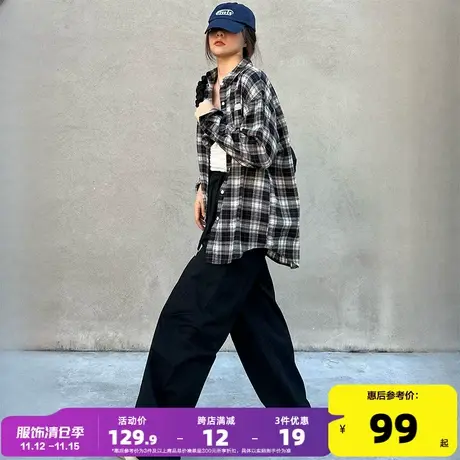 唐狮2024年秋冬新款格子衬衫女长袖衬衣外套韩版设计感小众上衣商品大图