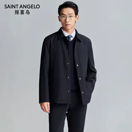 【白鹅绒内胆】报喜鸟冬季新款男士时尚休闲兔毛皮质感羽绒服外套商品大图